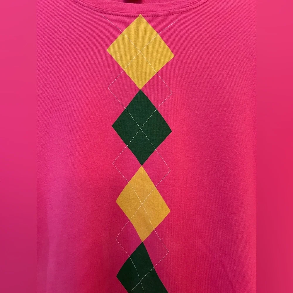 Roxie B Pink Argyle Long Sleeve Cotton Top EUC Size XL - Picture 6 of 7